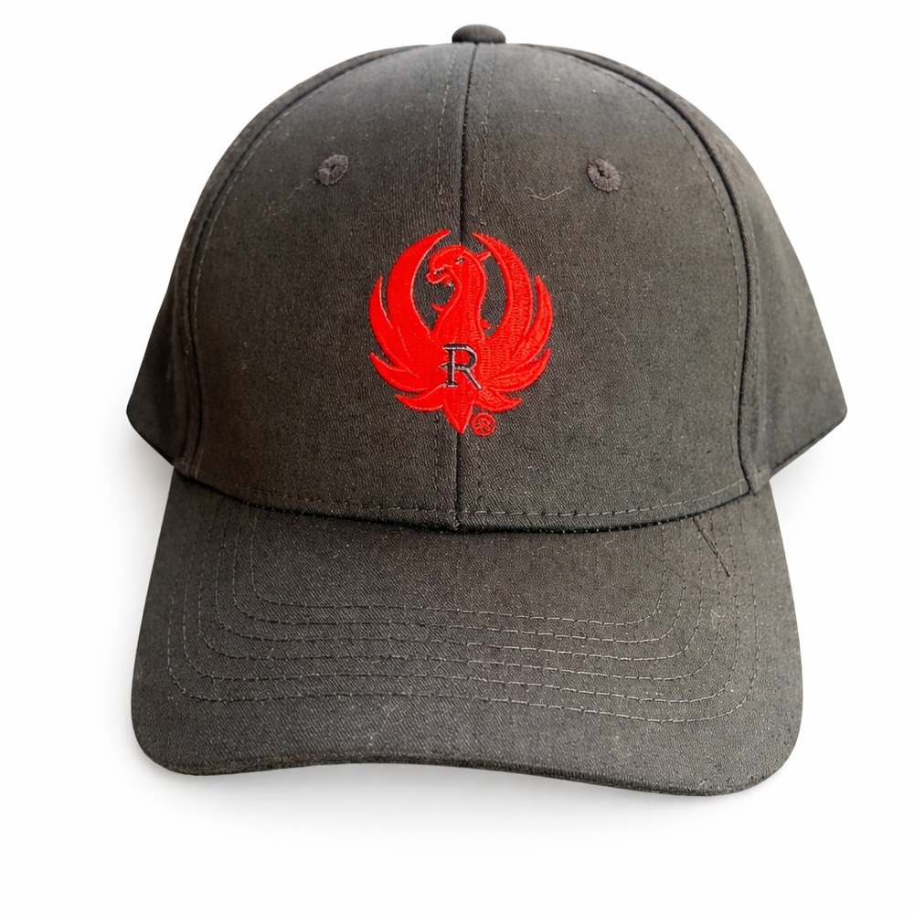 Ruger Charcoal Gray Baseball Cap Hat Red Logo Embroidered Adjustable